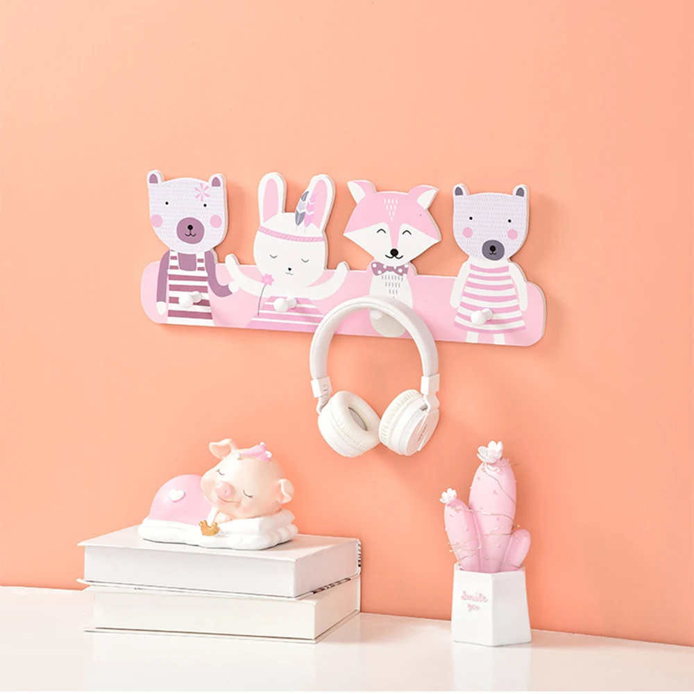 Двери настенный крючок деревянные мультфильм животных Лебедь медведь 4 крючка