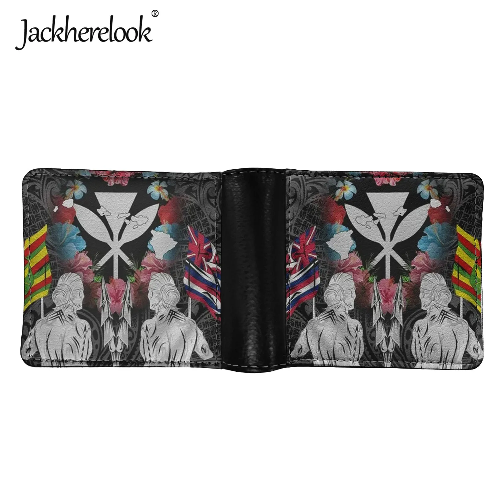 

Jackherelook Hawaii Polynesian Print Mens Card Wallet Luxury PU Leather ID Bank Credit Card Holder for Men Small Coin Purse Male