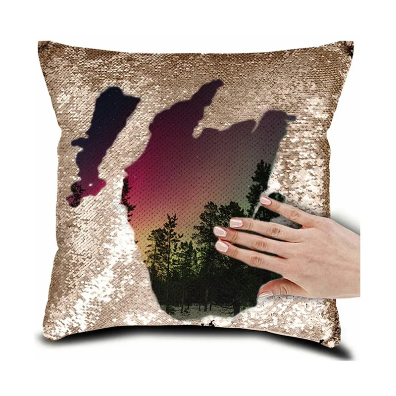 Fuwatacchi Custom DIY Mermaid Sequin Cushion Cover Magical Throw Pillowcase Color Changing Reversible Pillow Case for Home Decor | Дом и сад