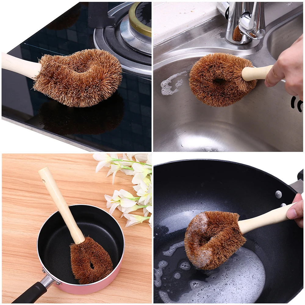 Кухонная щетка для мытья кокосовой пальмы очистки антипригарное масло