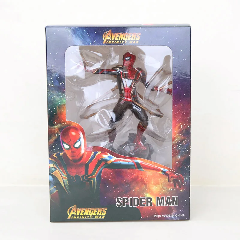 new spider box 22-27 см игрушки Marvel Мстители Фигурка Человека-паука Железный человек танос Марк MK47 Дэдпул Дэнверс статуя ко железная студия фигурки - Цвет: new spider box
