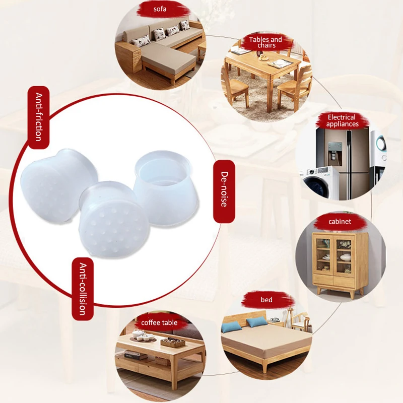 

4pc/1set Furniture Table Chair Leg Floor Feet Cap Cover Silicone Pad Furniture Table Feet Cover Floor Protector Non-Slip Cups