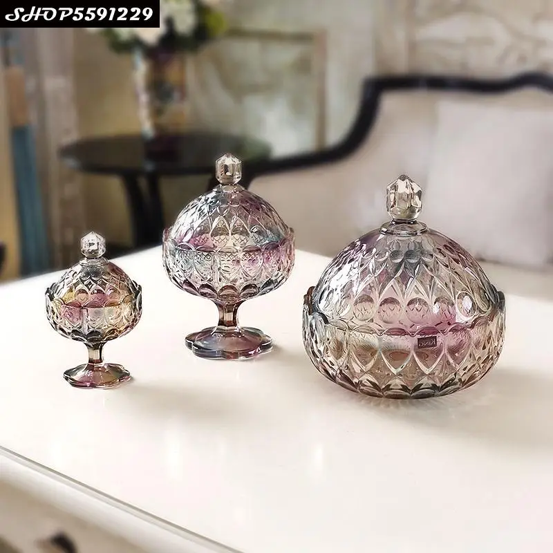 

Красочная/коричневая Хрустальная посуда, банка для конфет с крышкой, коробка для фруктов во французском стиле, коробка для закусок, Кухонны...