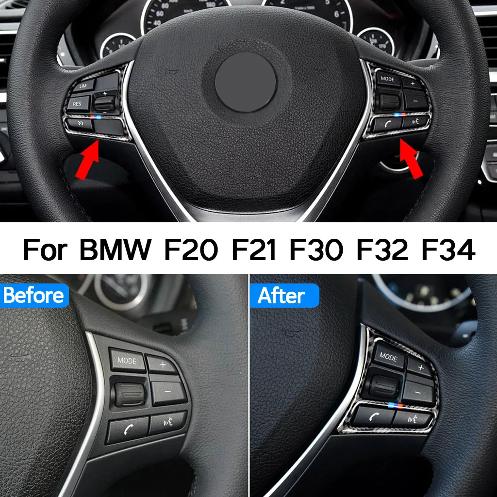 

Аксессуары для BMW F20 F21 F30 F34 F32, пуговицы для рулевого колеса из углеродного волокна, наклейки на раму, чехлы, отделка, украшение