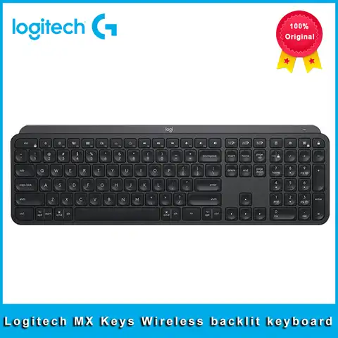 Беспроводная Bluetooth-клавиатура Logitech MX Keys с подсветкой, ультратонкая портативная беззвучная клавиатура для бизнеса, офиса и дома с 104 клавишам...
