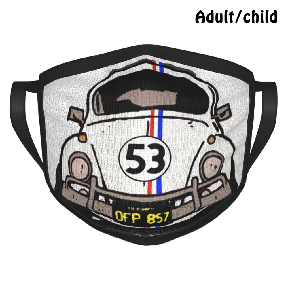 

Herbie Sketch Fashion Print Funny Pm2.5 Reusable Face Mask Herbie Bug Automobile Racecar Famous