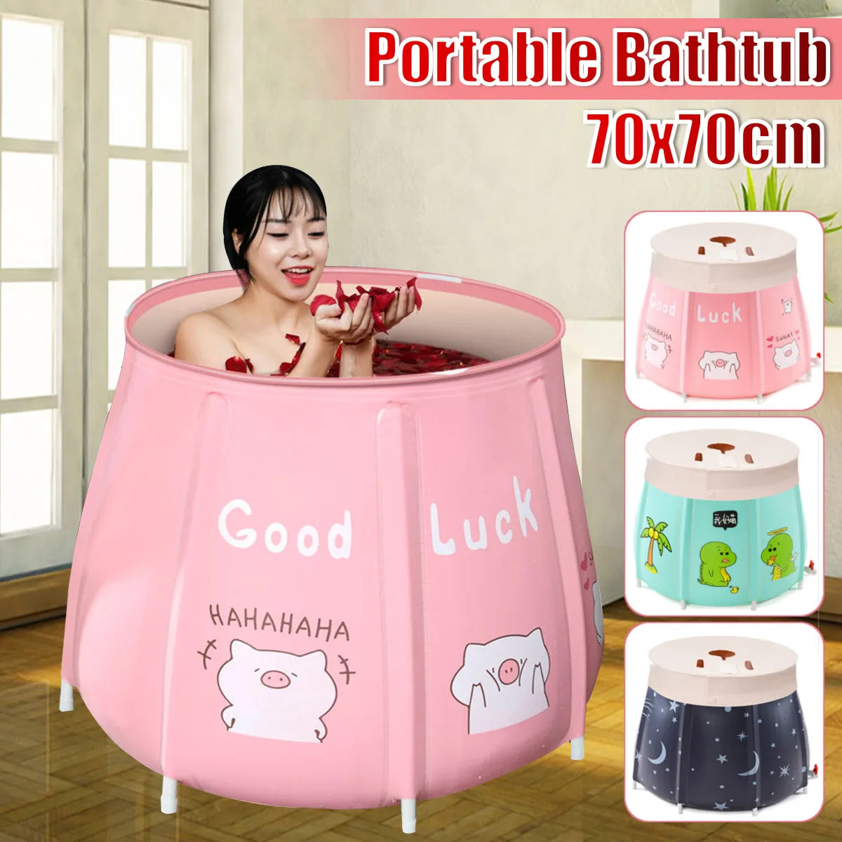 

Portable Sauna Bathtub 70cm/27.30" Folding Bath Bucket Barrel Adult Massage Steam Spa Tub Baby Swimming Pool Bathroom SPA Home