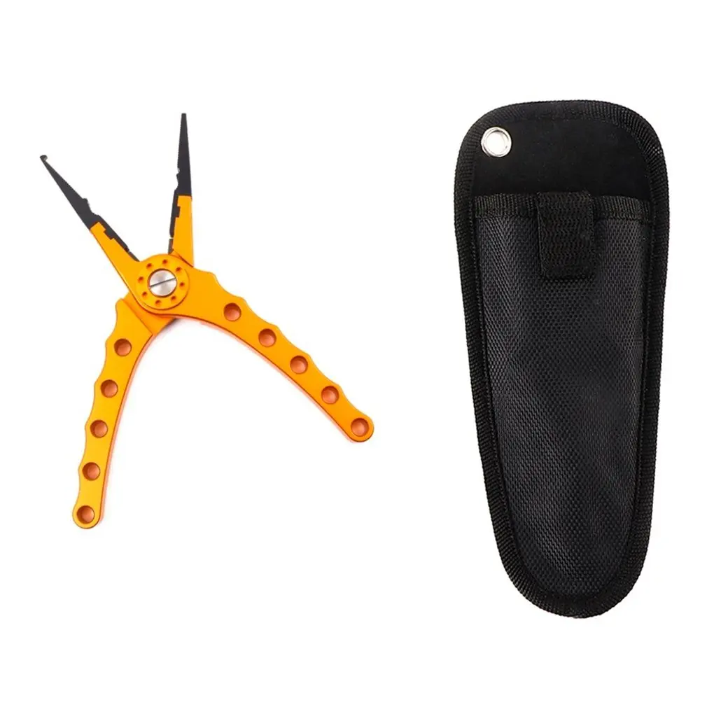 

Fishing Pliers Aluminum Braid Cutters Split Ring Pliers Hook Remover Fish Holder with Sheath and Lanyard