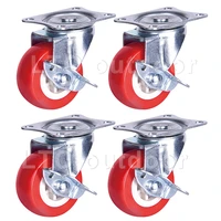 4pcs heavy duty industrial caster with top plate no noise wheels for carts workbench industrial equipment caster with brake