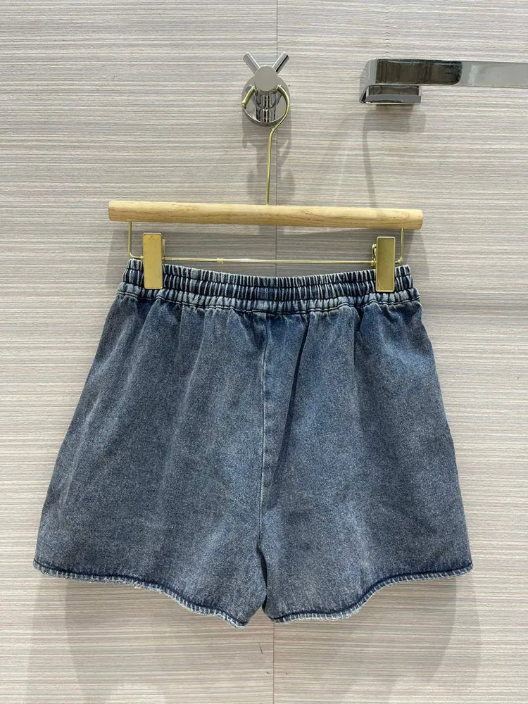 

Luxury Brand Jean Shorts 2021 Summer Women New Casual Style Sports All-match Washed Elastic Lace-up High Waist Denim Shorts