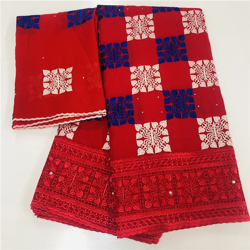 

5+2Yards Swiss Voile Lace Embroidery With Tulle Blouse African Lace Fabric For Women Dress