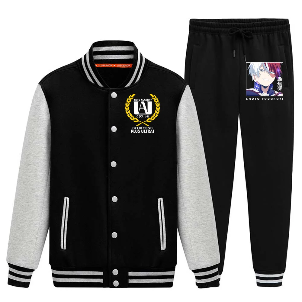 My Hero Academia Baseball Suit Cosplay Todoroki Shoto Print Two Piece Unisex Cardigan Botton Solid Warm Long Sleeve Coat Jacket