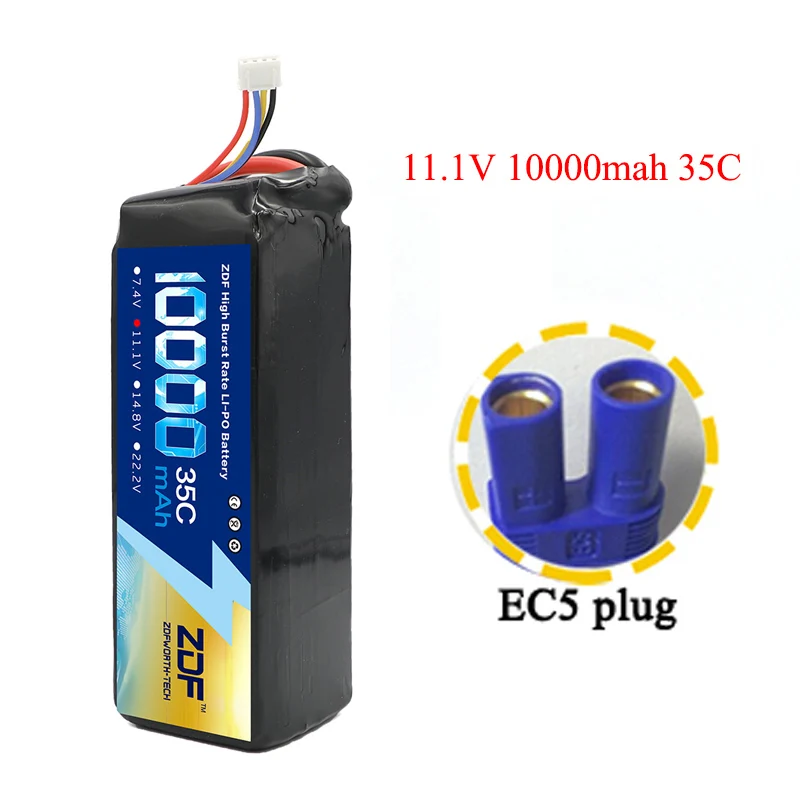 11.1v EC5 plug ZDF RC автомобиль Lipo батарея 2S 3S 7,4 V/11,1 V 10000mah 35C Max 70C XT90/XT60/T Разъем для Rc самолета Traxxas автомобиль RC грузовик - Цвет: 11.1v EC5 plug