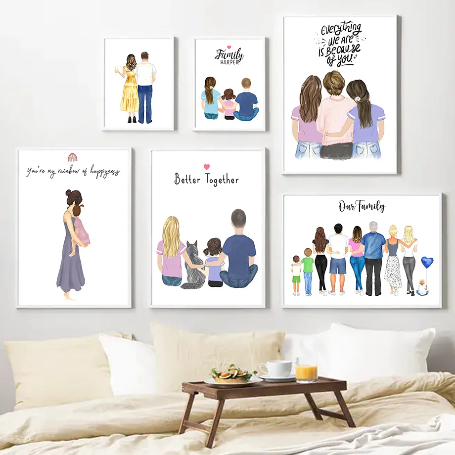 Настенная Картина на холсте с изображением семьи отца матери ребенка любви