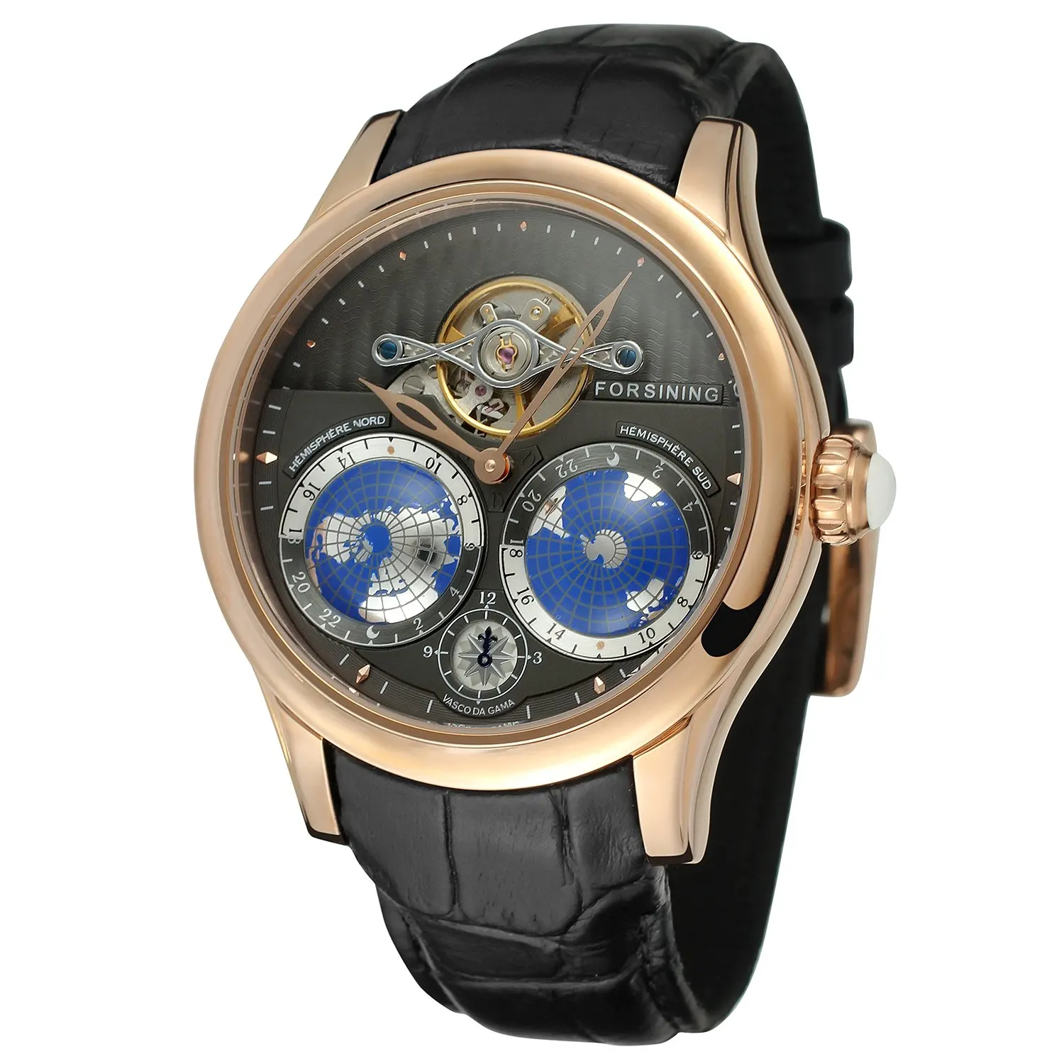 Для мужчин s часы люксовый бренд Топ FORSINING Tourbillon автоматические механические наручные часы Уникальный дизайн теллурион узор кожа