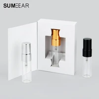 50 pieceslot 3ml spray bottles packing box and glass perfume bottle with atomizer empty parfum packaging custom