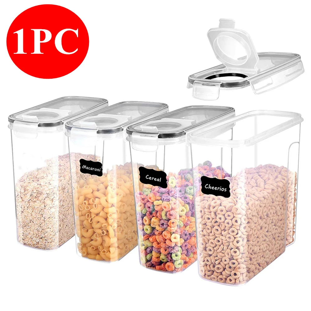 1pcs 4LBlack Cereal Storage Containers Airtight Food box Large Plastic Kitchen Keeper Easy Pouring Lid Sealed Cans | Дом и сад