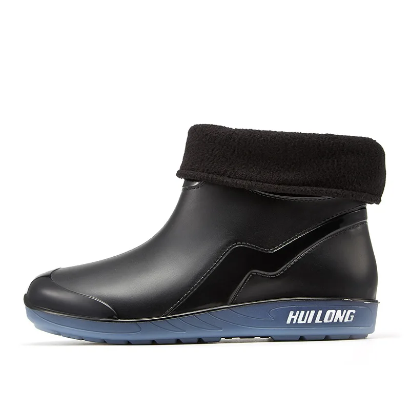 2021 New Fashion Slip-on Ankle Rain Boots Women Outdoor Warm Water Shoes Female Solid Color Platform PVC Rainboots
