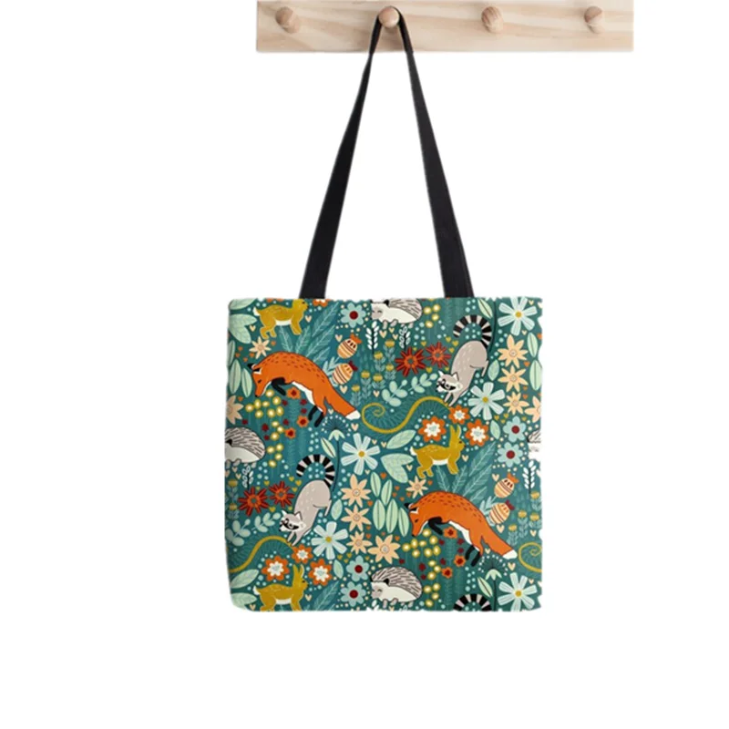 

Shopper Textured Woodland Pattern printed Tote Bag women Harajuku shopper handbag girl Shoulder shopping bag Lady Canvas Bag