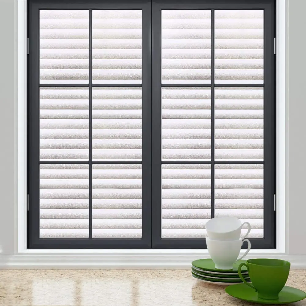 

Uv Proof Blinds Patterned Privacy Frosted Window Film For Bathroom Vinyl Non Adhesive Light Blocking Static Window Clings