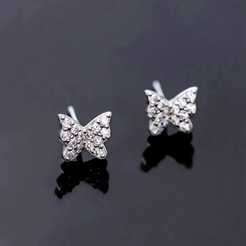 

Sparkling Butterfly Stud Earrings 925 Sterling Silver for Women Girl Jewelry Birthday Christmas Lover Gifts