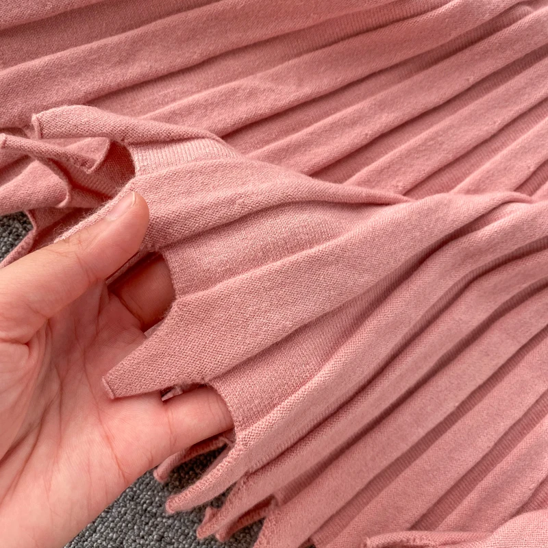 

2020 Warm Dress Vestido de festa Slim Autumn Winter Knitted Sweater Midi Party Dresses A-Line Women Pleated Vestidos