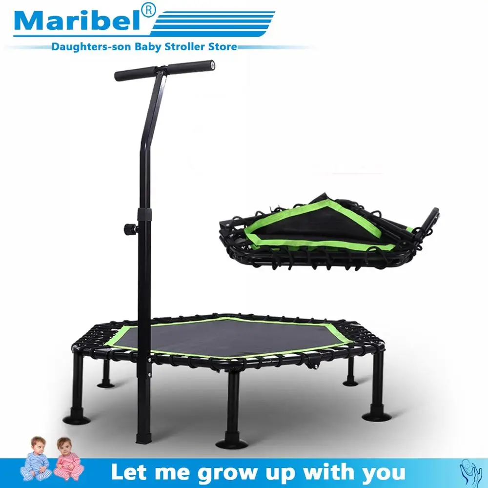 Тихий мини батут 45 дюймов с регулируемой ручкой для фитнеса|Спортивные игры| |