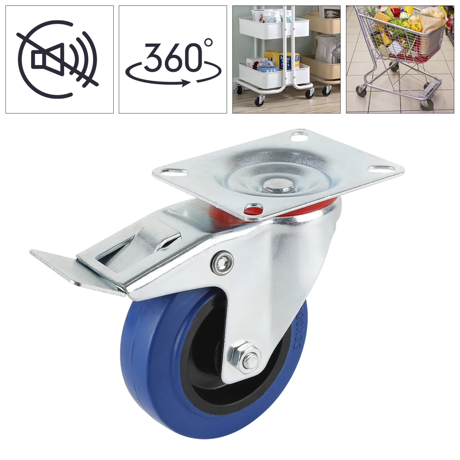 4 шт. 125 мм Мебельные ролики с тормозом из сверхпрочной черный поворотный Колёсики