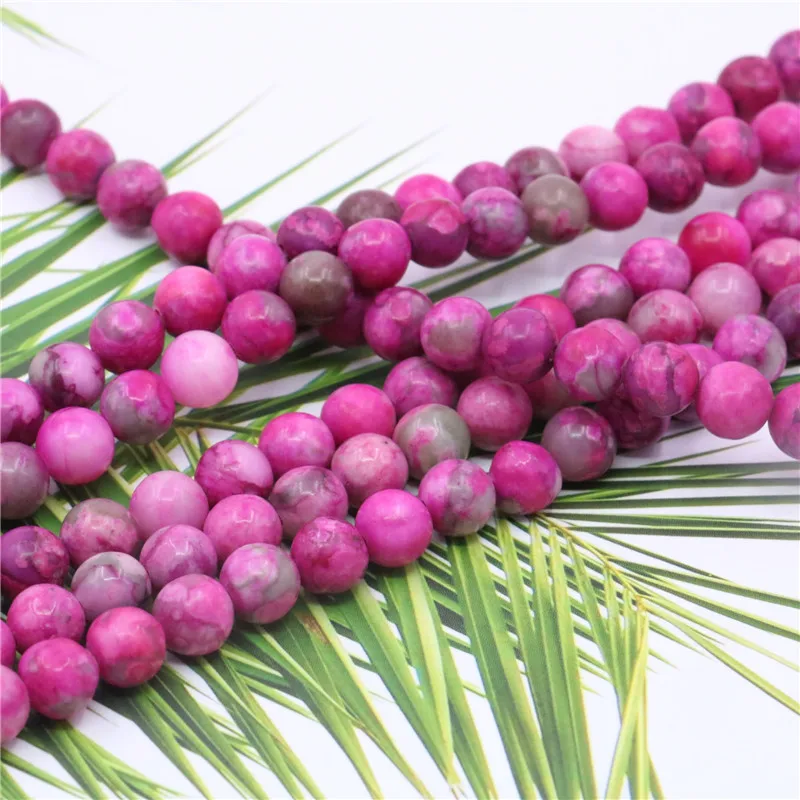 Fashion Natural Stone Rose Red Crazy Agates Jades Round Loose 4/6/8/10/12mm Women's DIY Jewelry Making Free Shipping 15inch Y521 |