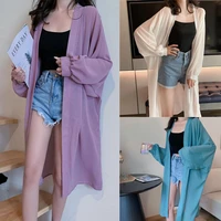 new fashion women summer sleeve solid color anti sun thin cardigan midi coat female summer beach kimono long batwing dropshiping