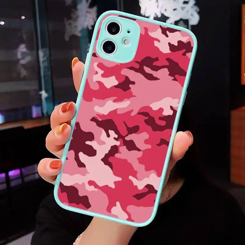 

Camouflage Pattern Camo military Army Phone Case Clear matte transparent For blue iPhone 7 8 x xs xr 11 12 pro plus max mini