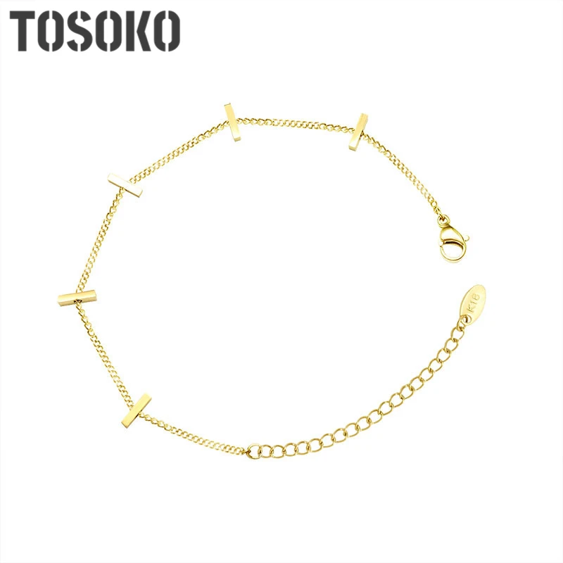 

TOSOKO Small Long Slub Style Slimming Bracelet Stainless Steel Jewelry Women's Bracelets Fashion Bracelets BSE112