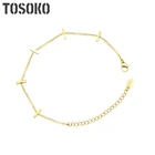 TOSOKO Маленький Длинный сливочный браслет из нержавеющей стали, ювелирные изделия, женские браслеты, модные браслеты BSE112