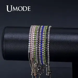 Браслет UMODE женский теннисный, 4 цвета, с фианитами, UB0124X