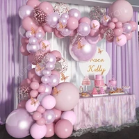 macaron pink balloon garland arch kit happy birthday party decor kids baby shower latex ballon chain wedding party supplies