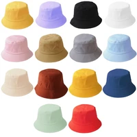korean adult kids summer foldable bucket hat solid color hip hop wide brim beach uv protection round top sunscreen fisherman cap