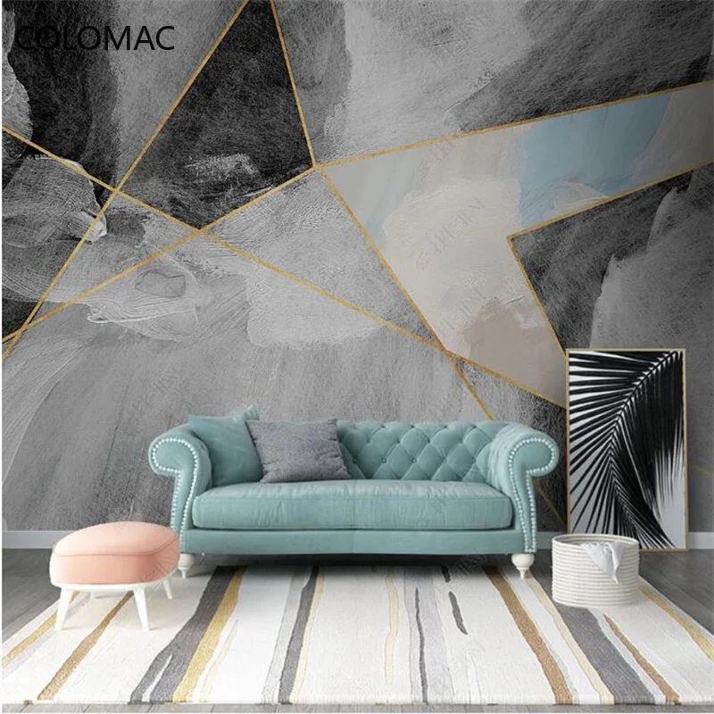 

Colomac Custom Nordic Imitation Marble Dark Geometric Modern Simple Wallpaper Bedroom Background Wall Decor Mural Dropshipping