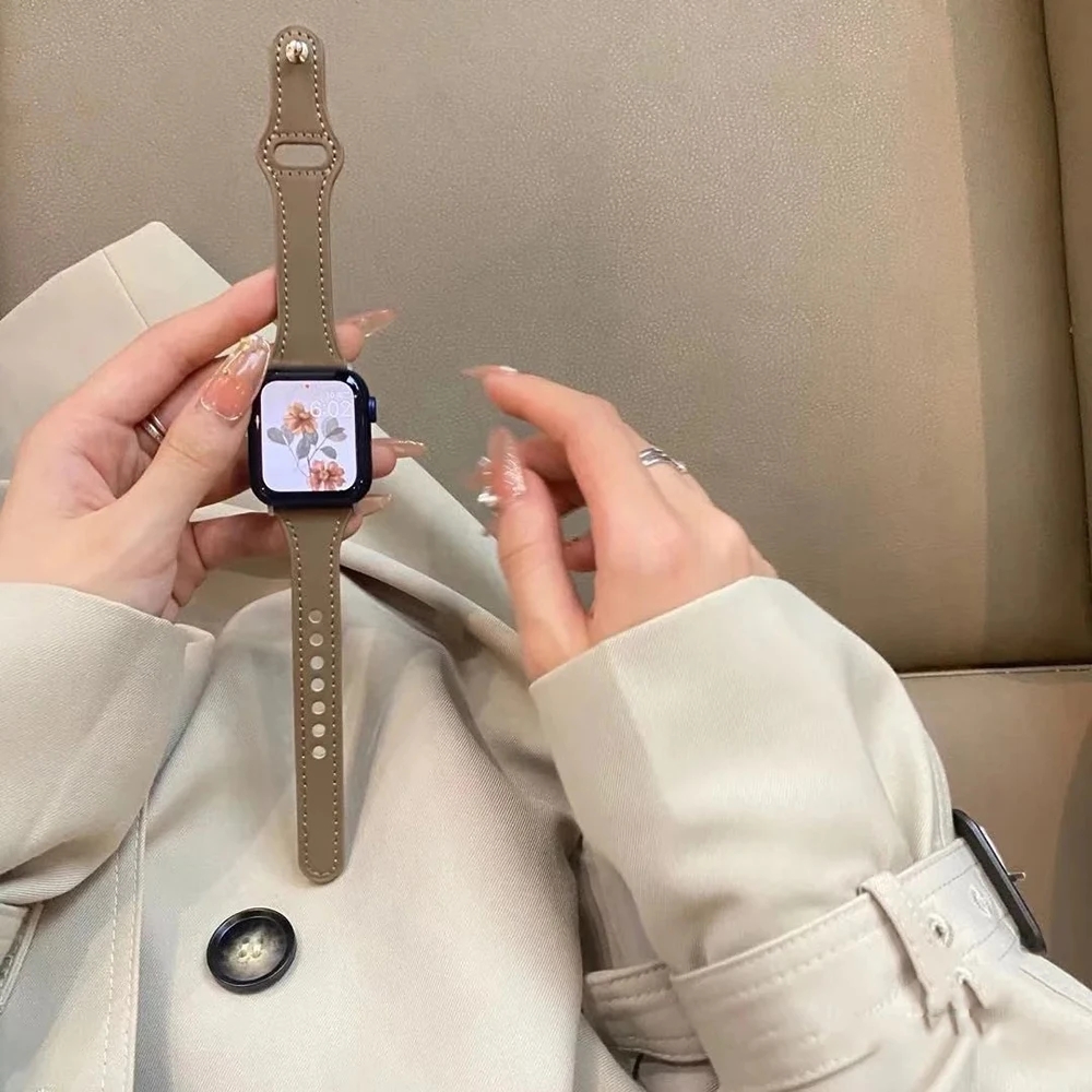 High quality Leather loop for iWatch 40mm 44mm Sports Strap Single Tour band for Apple watch band 42mm 38mm Series 1 2 3 4 5 6 s