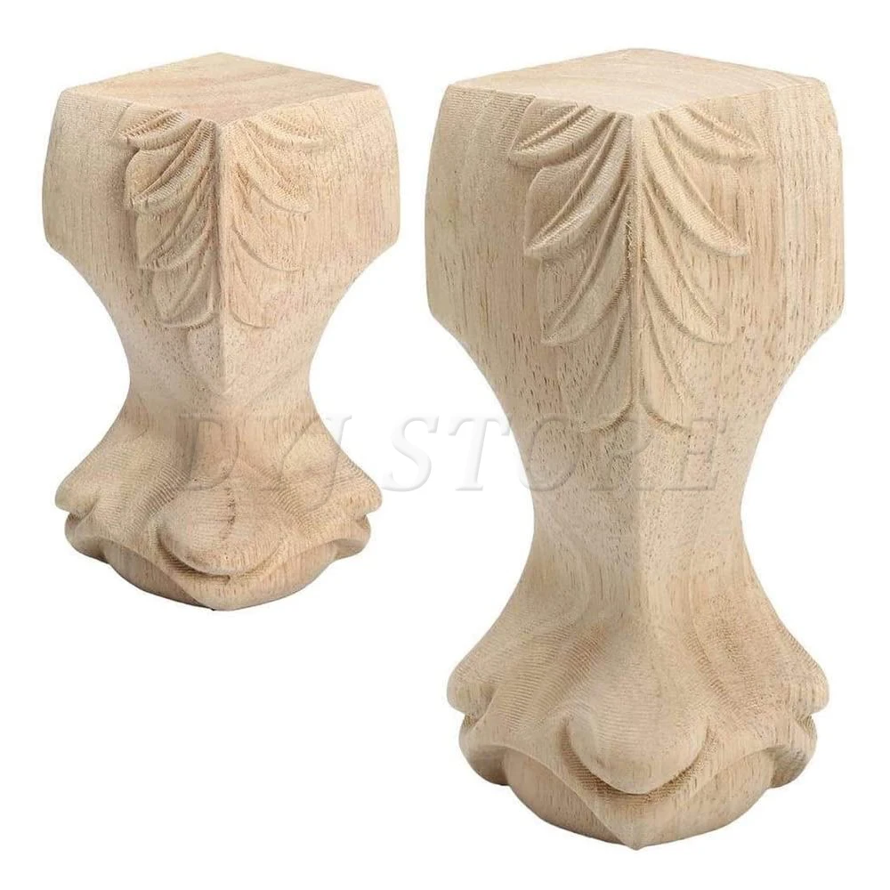 

1/4Pcs 12-20cm Carved Solid Unfinished Replacement Legs European style Wooden Furniture Legs for Sofa Cabinet tv stands beds