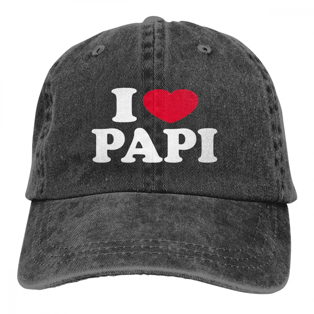 I Love Papi Casquette черные унисекс Мужские Женские джинсовые бейсболка с ремешком кепки