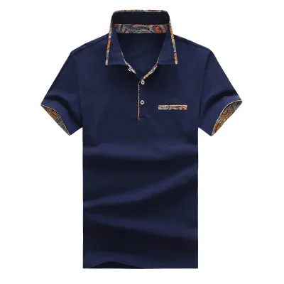 612 dark blue MIACAWOR, новинка, летние мужские Рубашки Поло, хлопок, стоячий воротник, принт, короткий рукав, Homme, повседневная мужская рубашка MT601 - Цвет: 612 dark blue