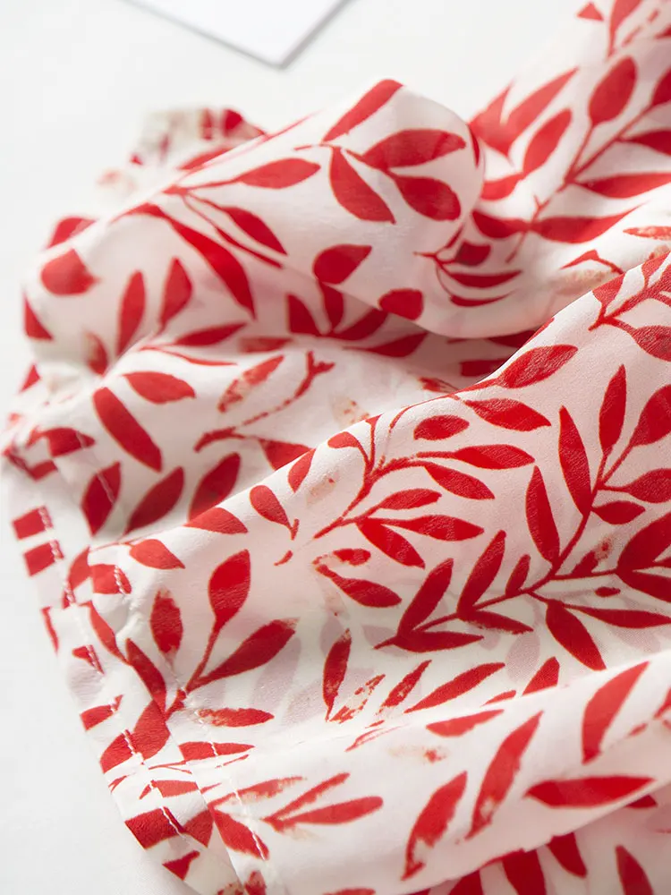 Тонкая женская блузка с принтом из натурального шелка летняя коротким рукавом 2020