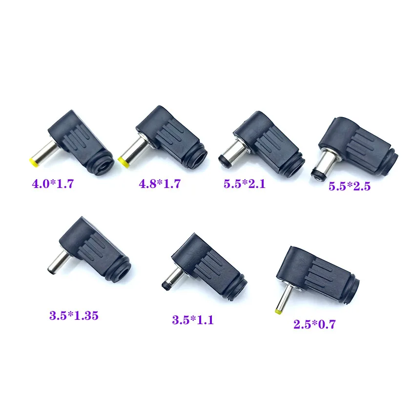 5.5x2.5 5,5x2,1 4,8x1,7 4,0x1,7 3,5x1,35 3,5x1,1 2,5x0,7 мм штекер питания постоянного тока угол 90 градусов l-образный