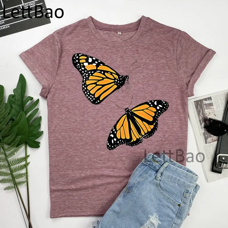 

Harajuku Pretty Butterflies Graphic T Shirt Women Fashion Hip Hop Ullzang T-Shirt Funny Short Sleeve Cotton Top Tee Female