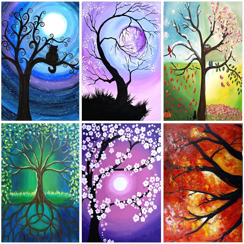 

5D алмазная живопись, алмазная вышивка дерева, полностью квадратная дрель, полная круглая мозаика, вышивка крестиком, украшение для дома, под...