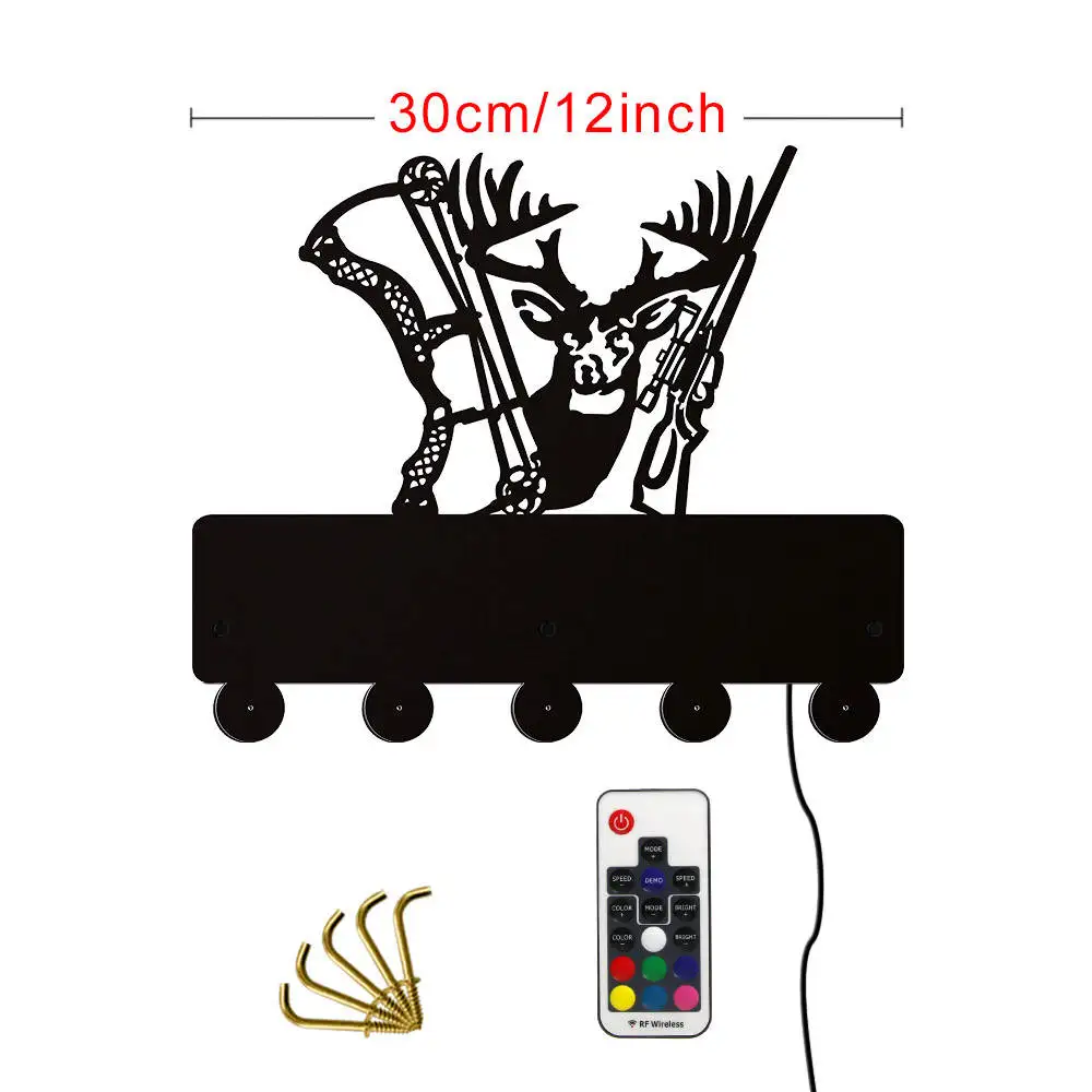 Деревянный настенный крючок для охотника на оленей светодиодный светильник