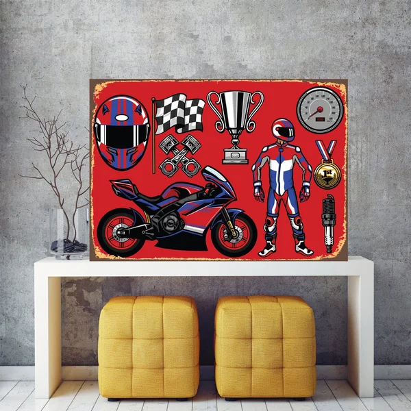 

Racer Race Competition Moto Motocycle Tin Sign Metal Sign Metal Poster Metal Decor Metal Painting Wall Sticker Wall Sign