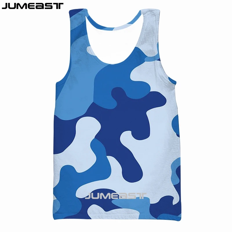 Jumeast Men Women 3D Printed Vest Camouflage Streetwear Harajuku Oversized Short Sleeve Sport Pullover Summer Tank Tops Tees | Мужская