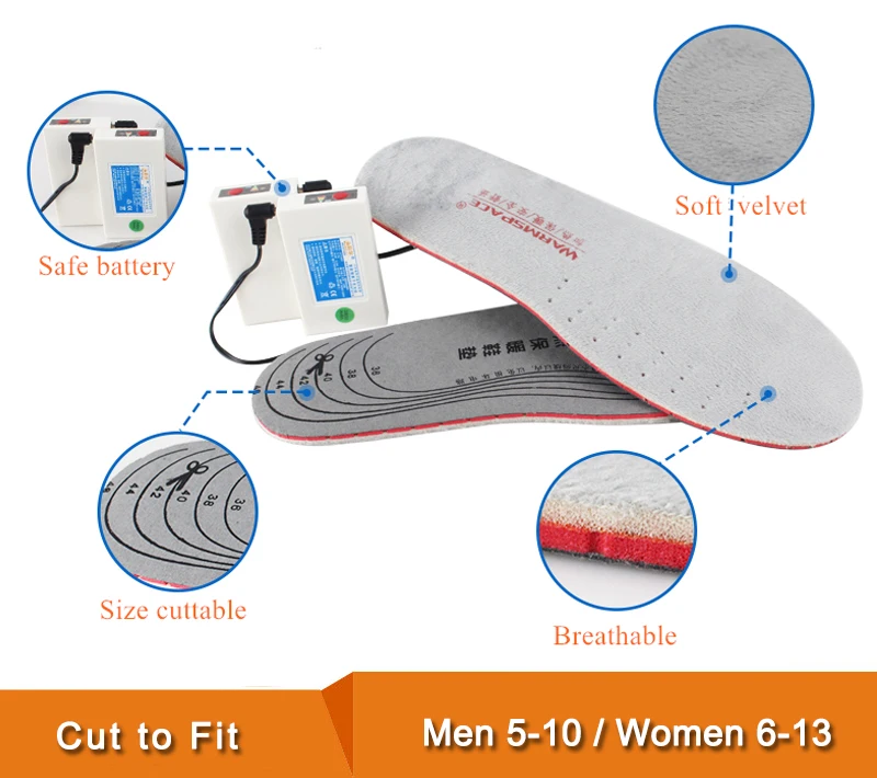 Стельки с подогревом и аккумулятором электрические подогреватели для ног