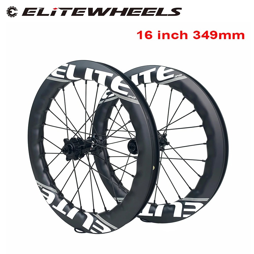 

ELITEWHEELS 16 дюймовые складные Углеродные колеса для велосипеда RD07 6-болтовый замок концентратор 349 мм 40 глубина 25 мм ширина клинчер диски для BMX велосипеда